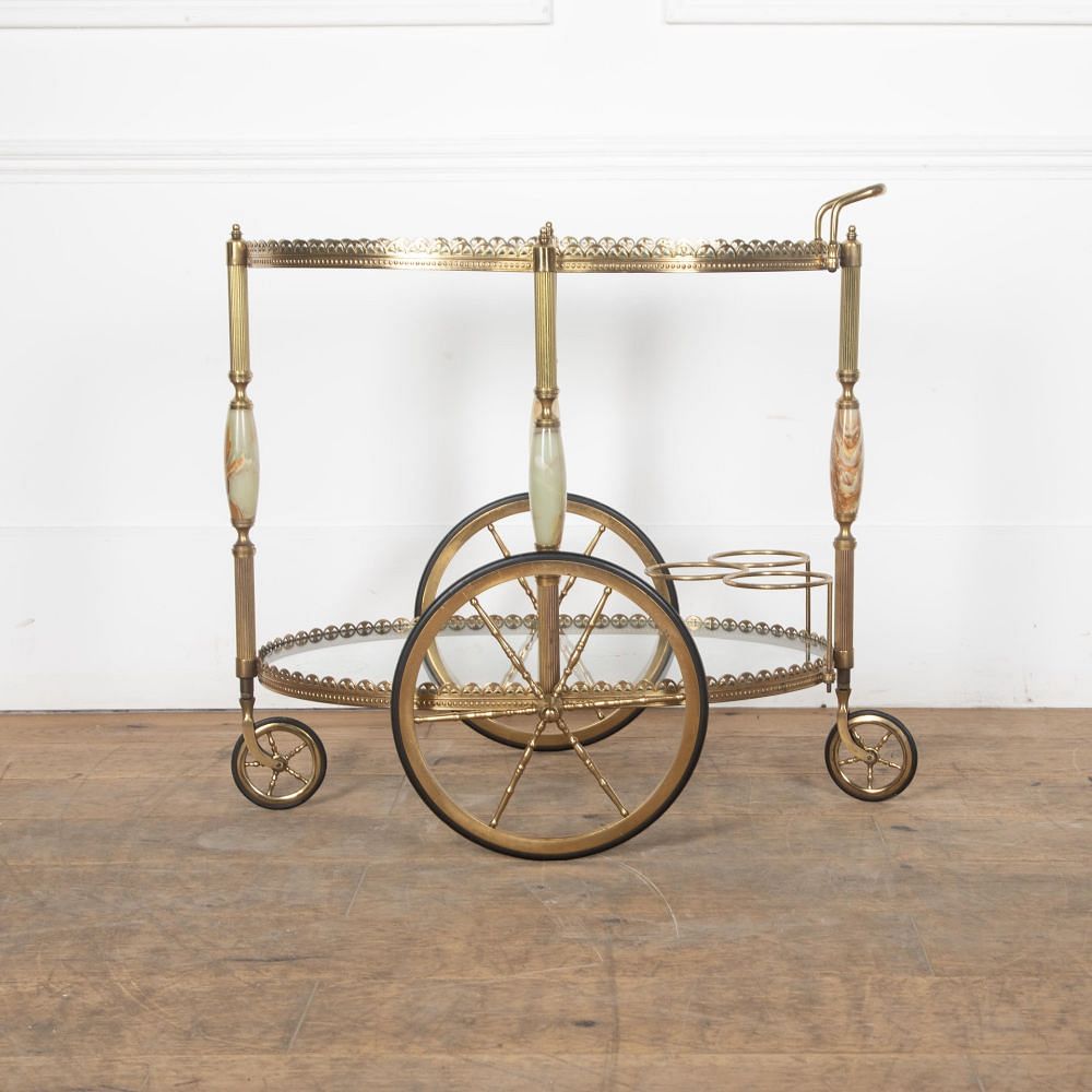 1960s Brass and Chalcedony Drinks Trolley TS6330451