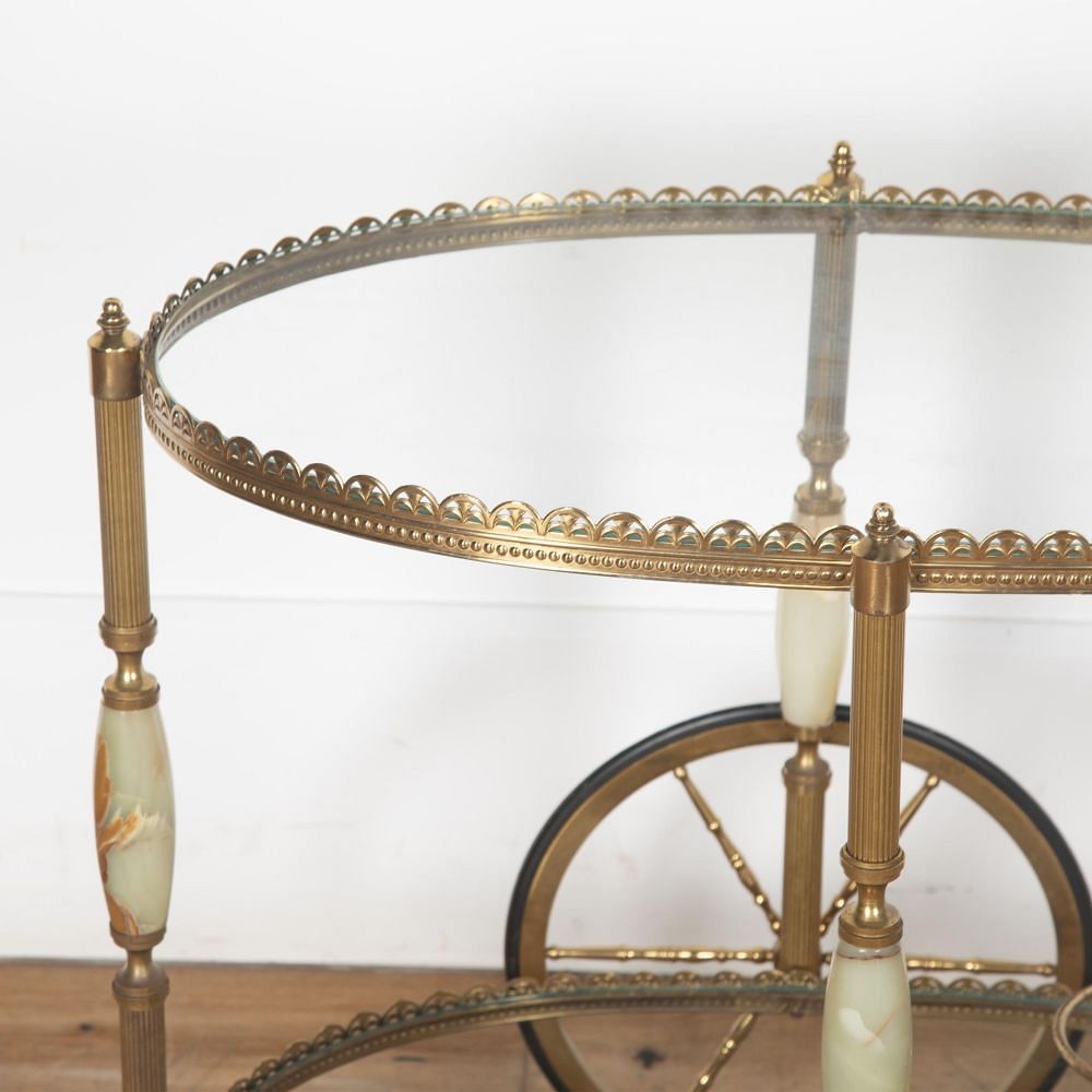 1960s Brass and Chalcedony Drinks Trolley TS6330451