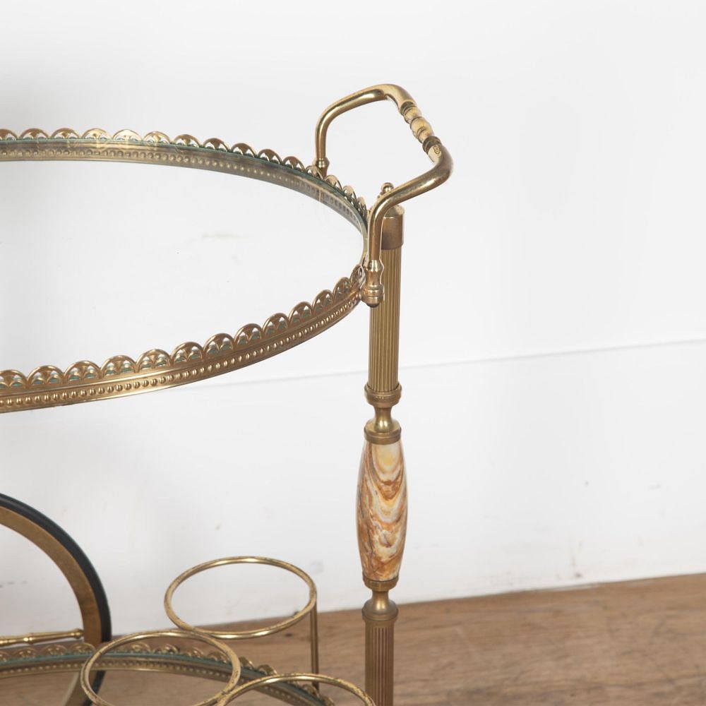 1960s Brass and Chalcedony Drinks Trolley TS6330451