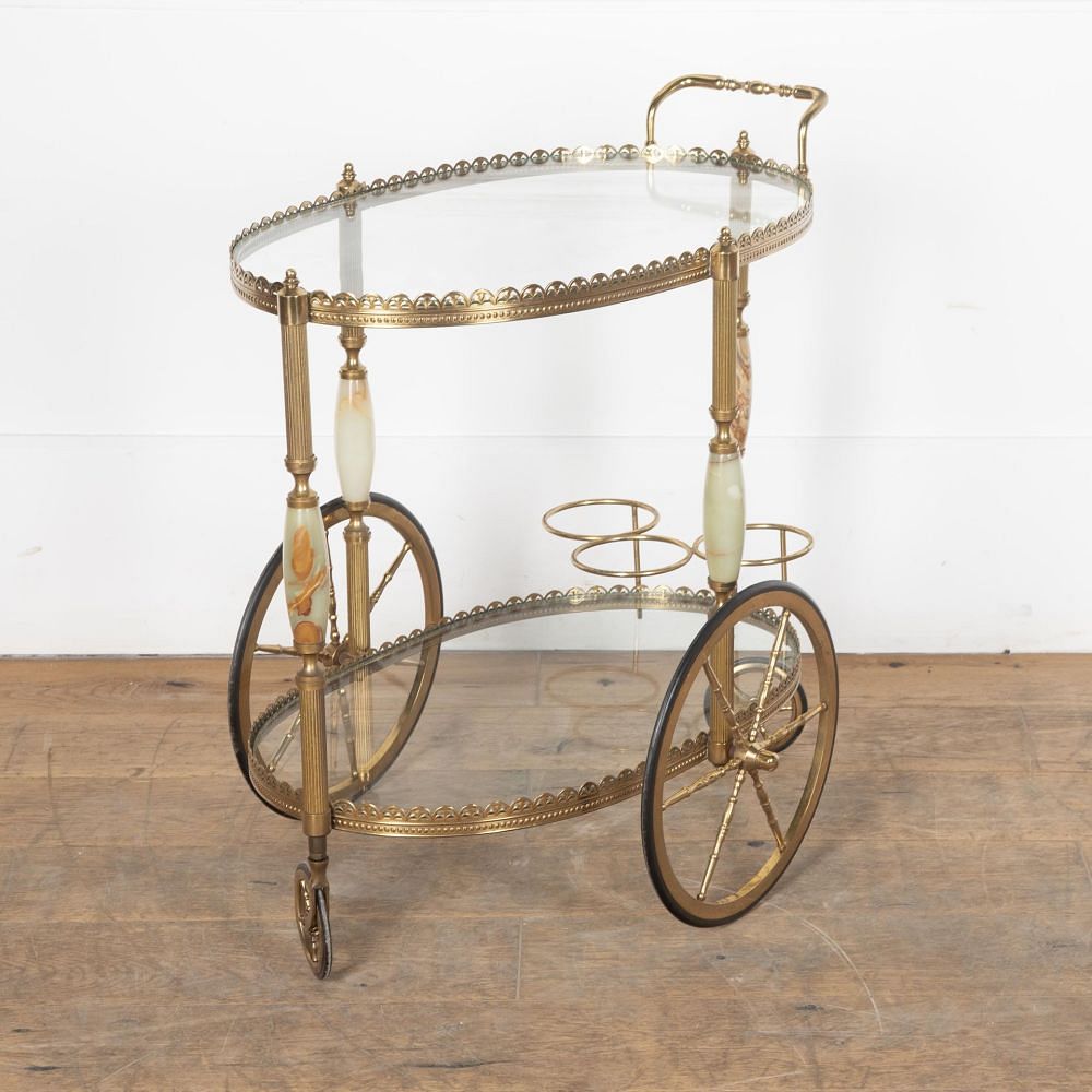 1960s Brass and Chalcedony Drinks Trolley TS6330451