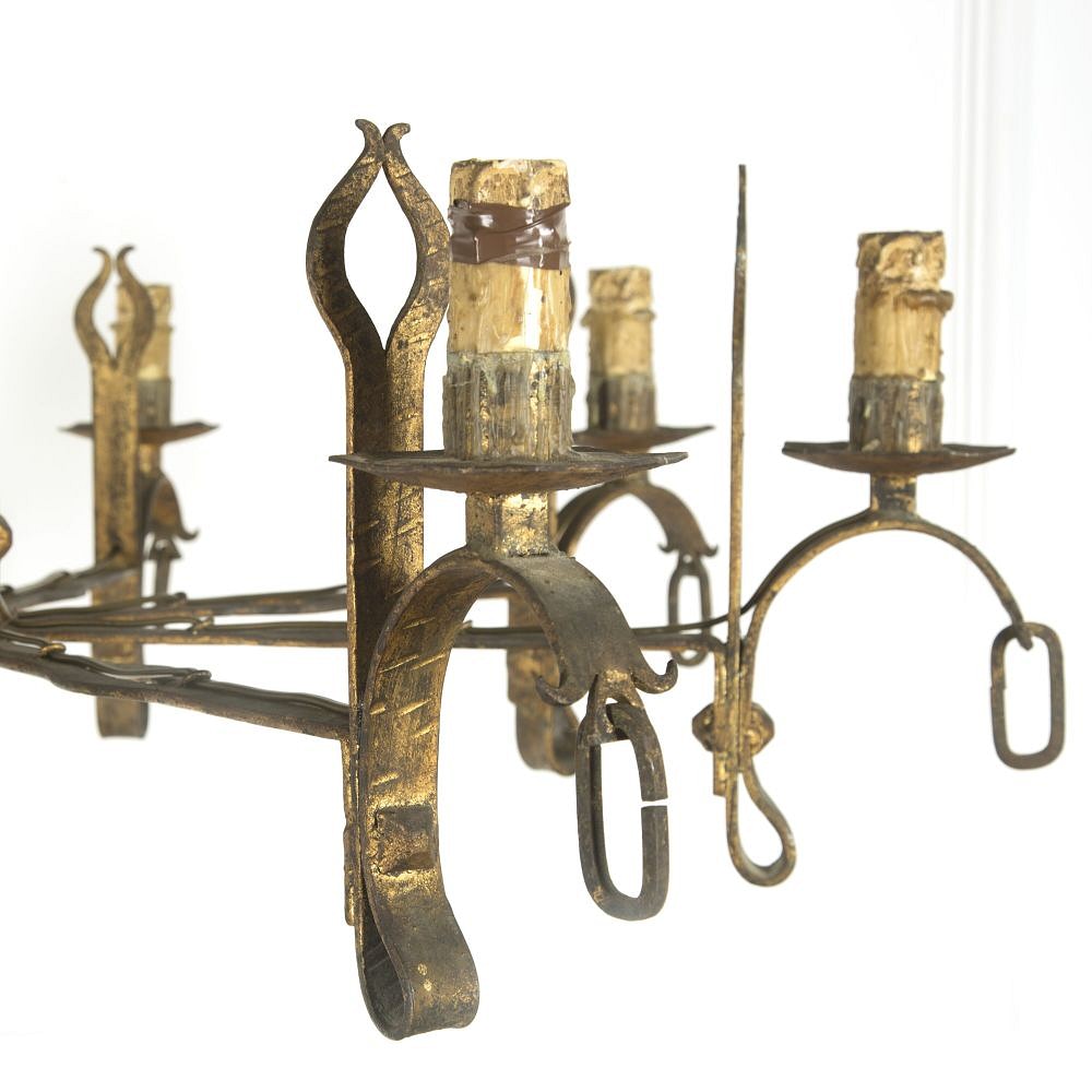 1960s Spanish Gilt Iron Chandelier LC019387