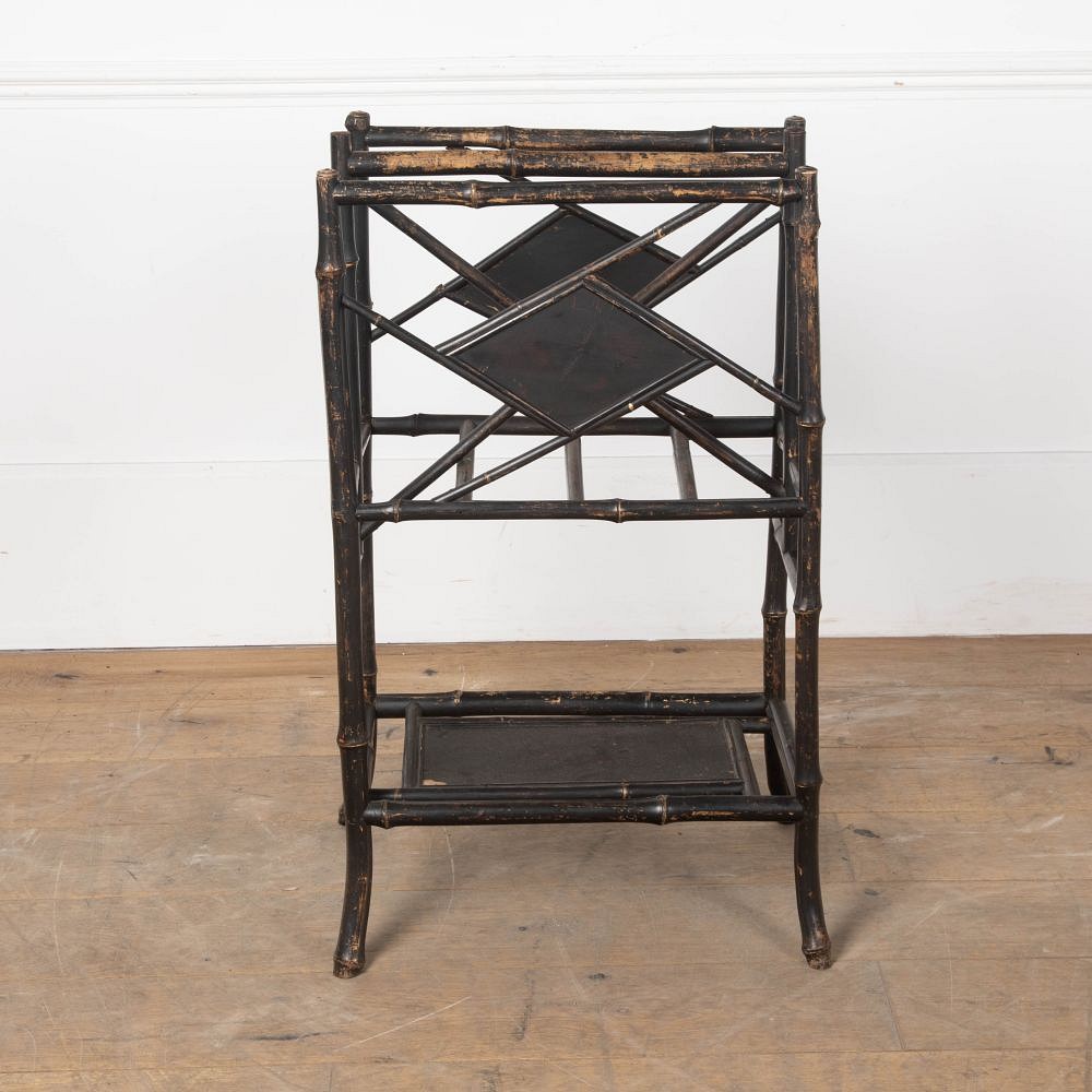 20th Century Edwardian Ebonised Bamboo Magazine Rack OF8028094