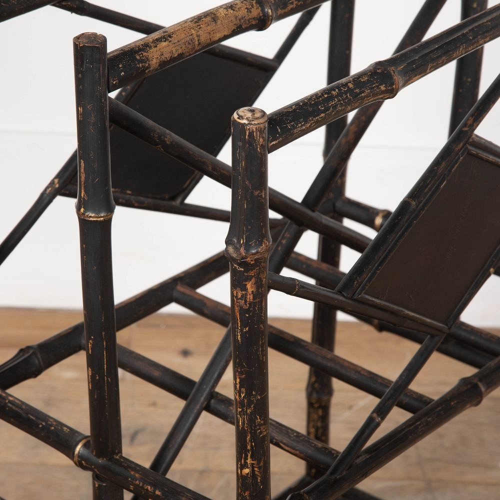 20th Century Edwardian Ebonised Bamboo Magazine Rack OF8028094