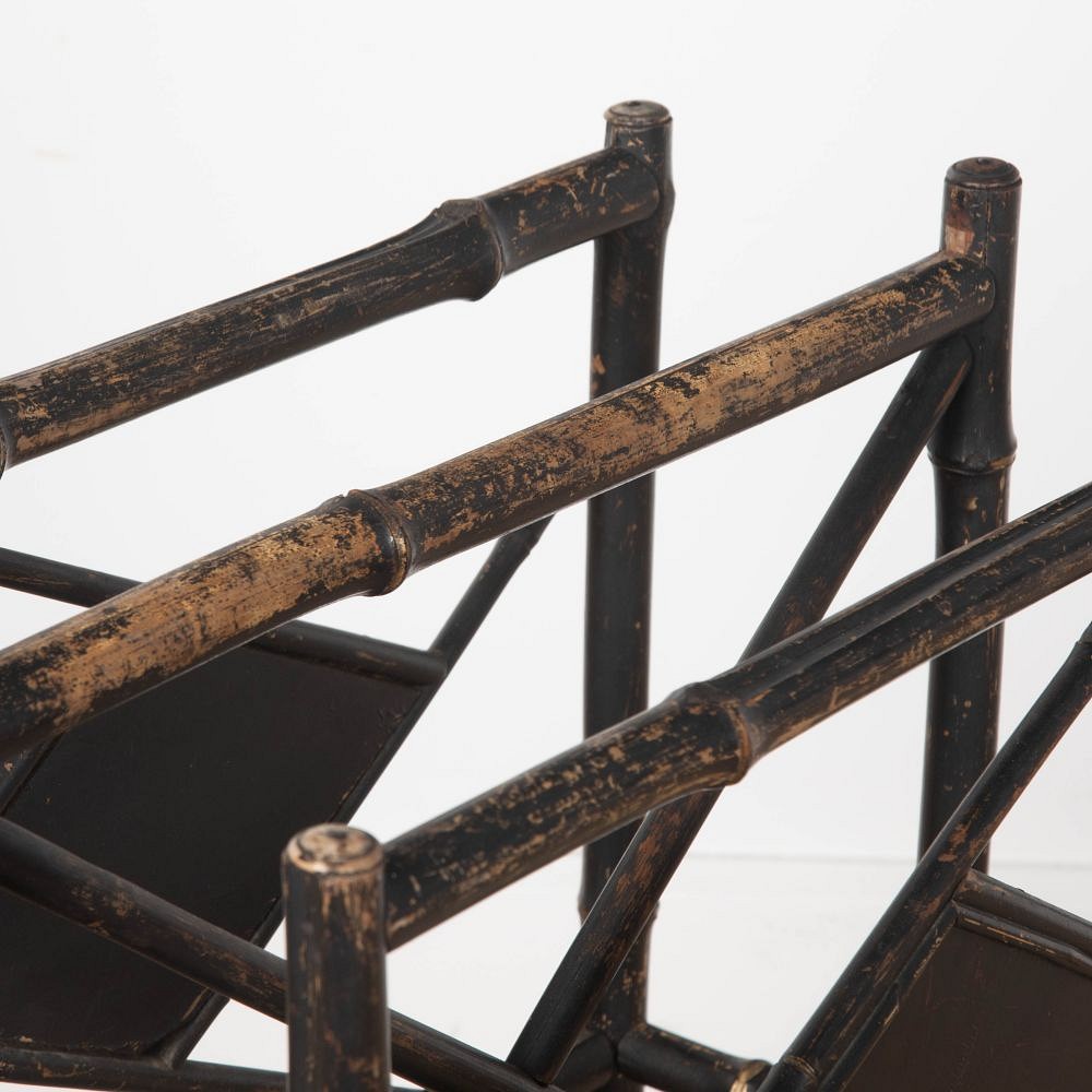 20th Century Edwardian Ebonised Bamboo Magazine Rack OF8028094