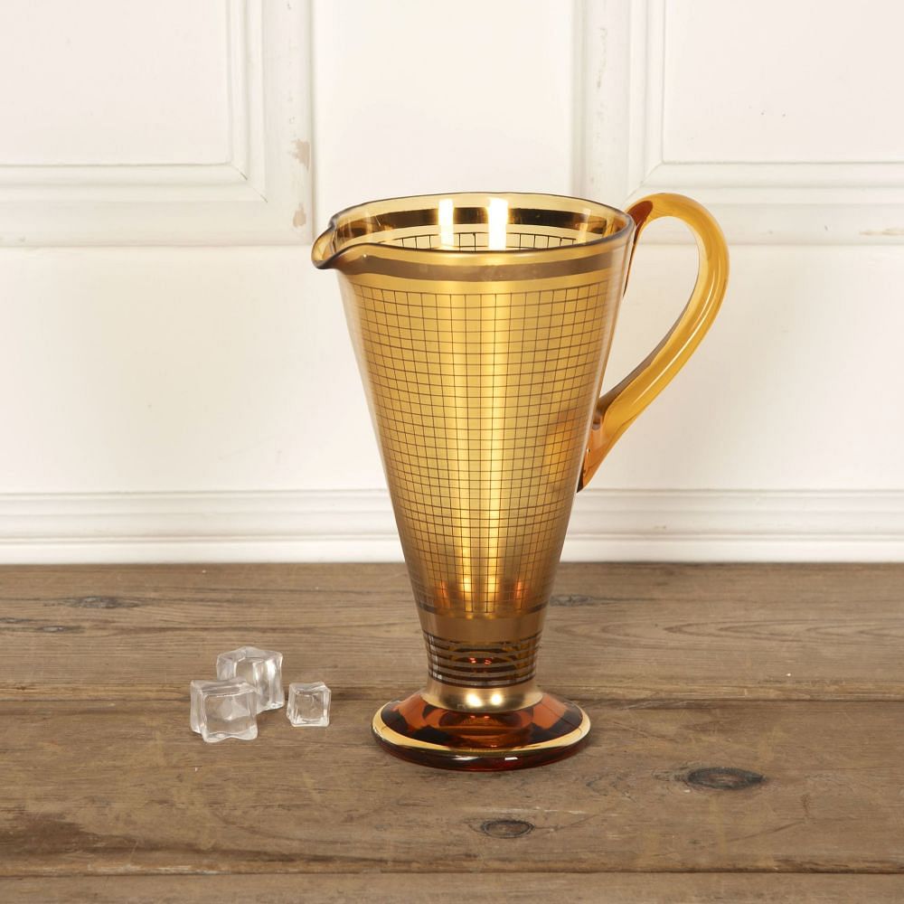 20th Century Extra Large Gold and Amber Cocktail or Water Jug DA5832195