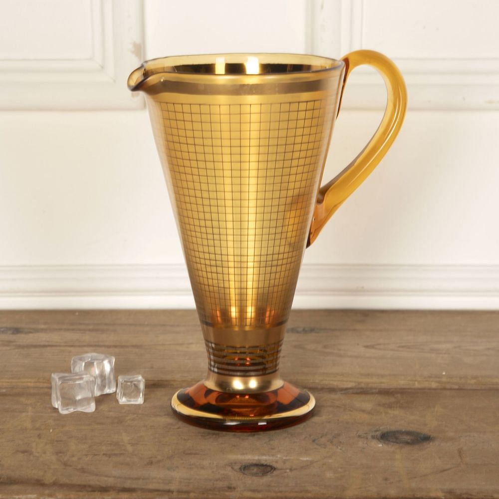 20th Century Extra Large Gold and Amber Cocktail or Water Jug DA5832195