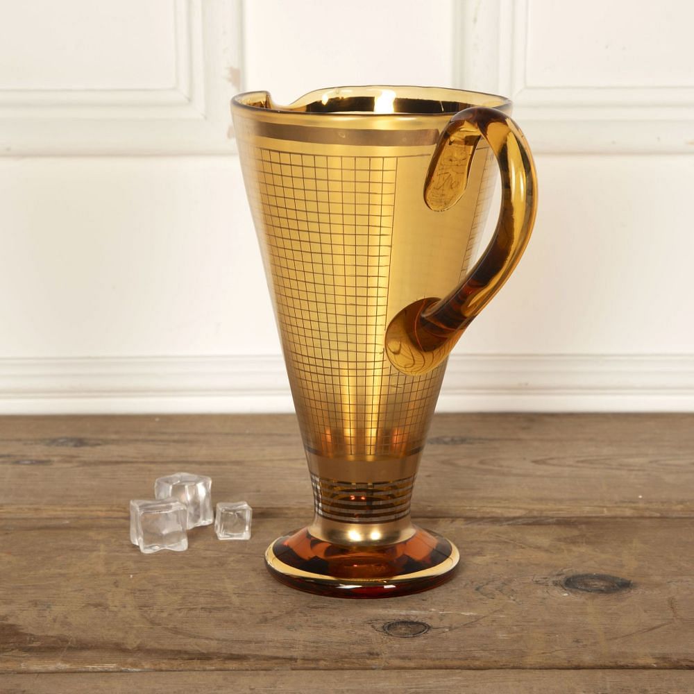 20th Century Extra Large Gold and Amber Cocktail or Water Jug DA5832195