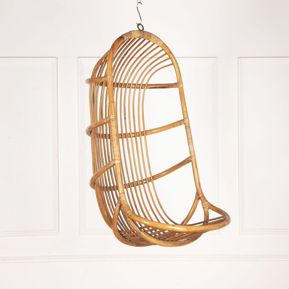 20th Century French Wicker and Cane Hanging Chair CH3733136
