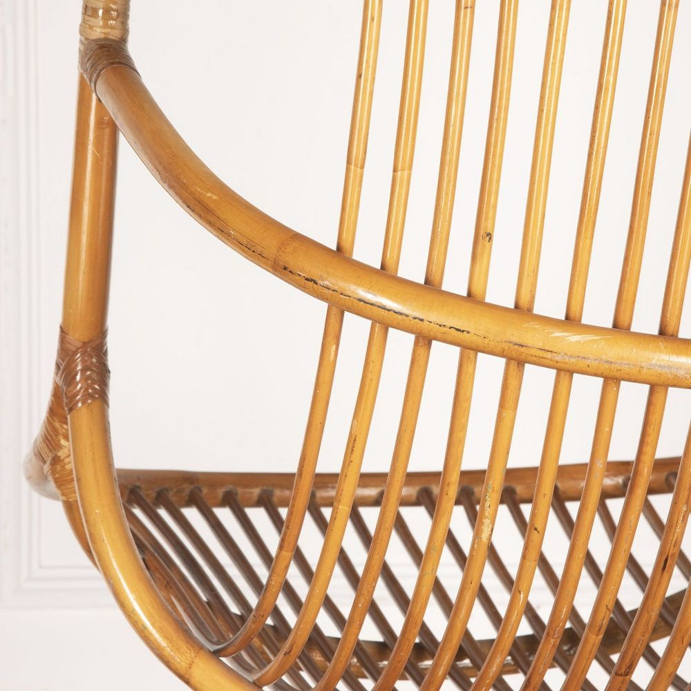 20th Century French Wicker and Cane Hanging Chair CH3733136