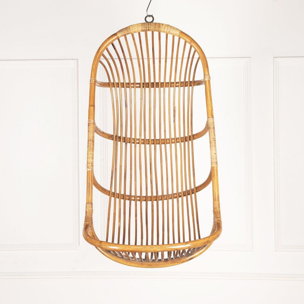 20th Century French Wicker and Cane Hanging Chair CH3733136