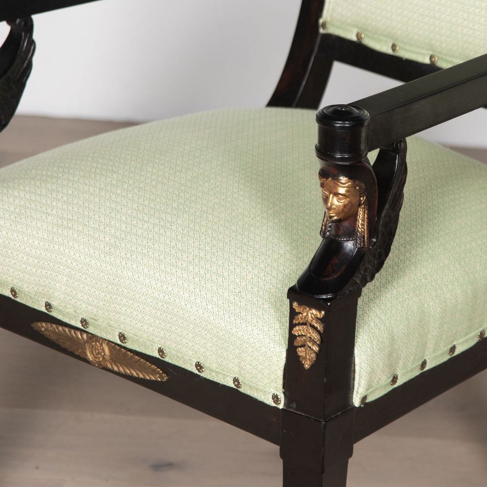 20th Century Pair of Ebonised Empire Armchairs CH8431541