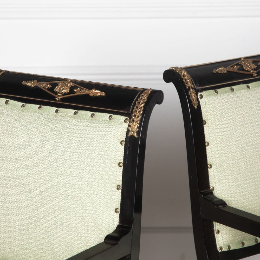 20th Century Pair of Ebonised Empire Armchairs CH8431541