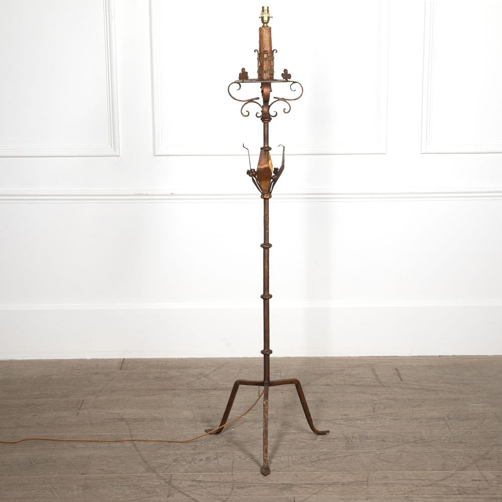 20th Century Spanish Gilt Iron Floor Lamp LF1528739