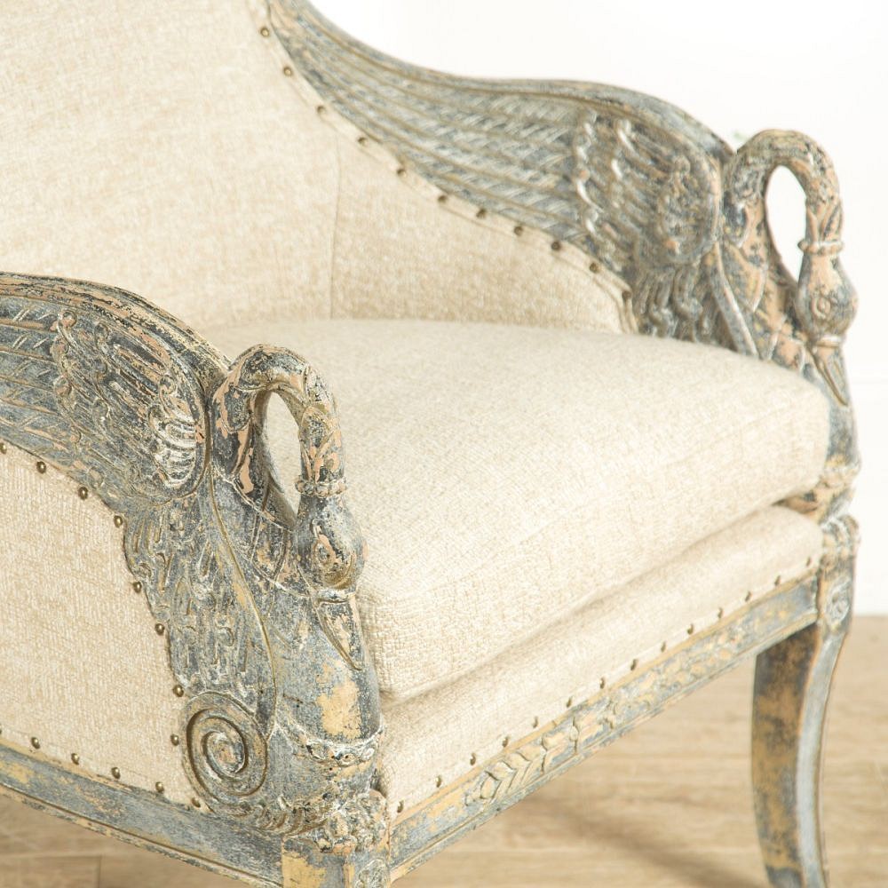 Painted Swedish Armchair in Empire Style CH9058177