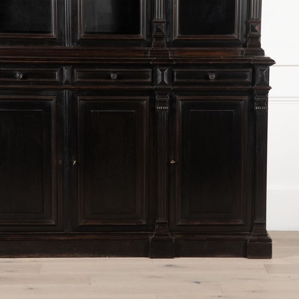 19th Century French Ebonised Breakfront Bookcase BK4831257