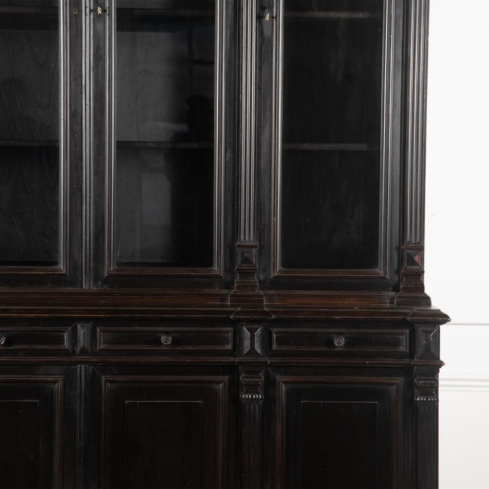 19th Century French Ebonised Breakfront Bookcase BK4831257