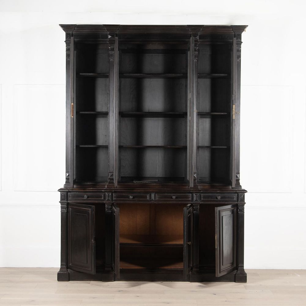 19th Century French Ebonised Breakfront Bookcase BK4831257