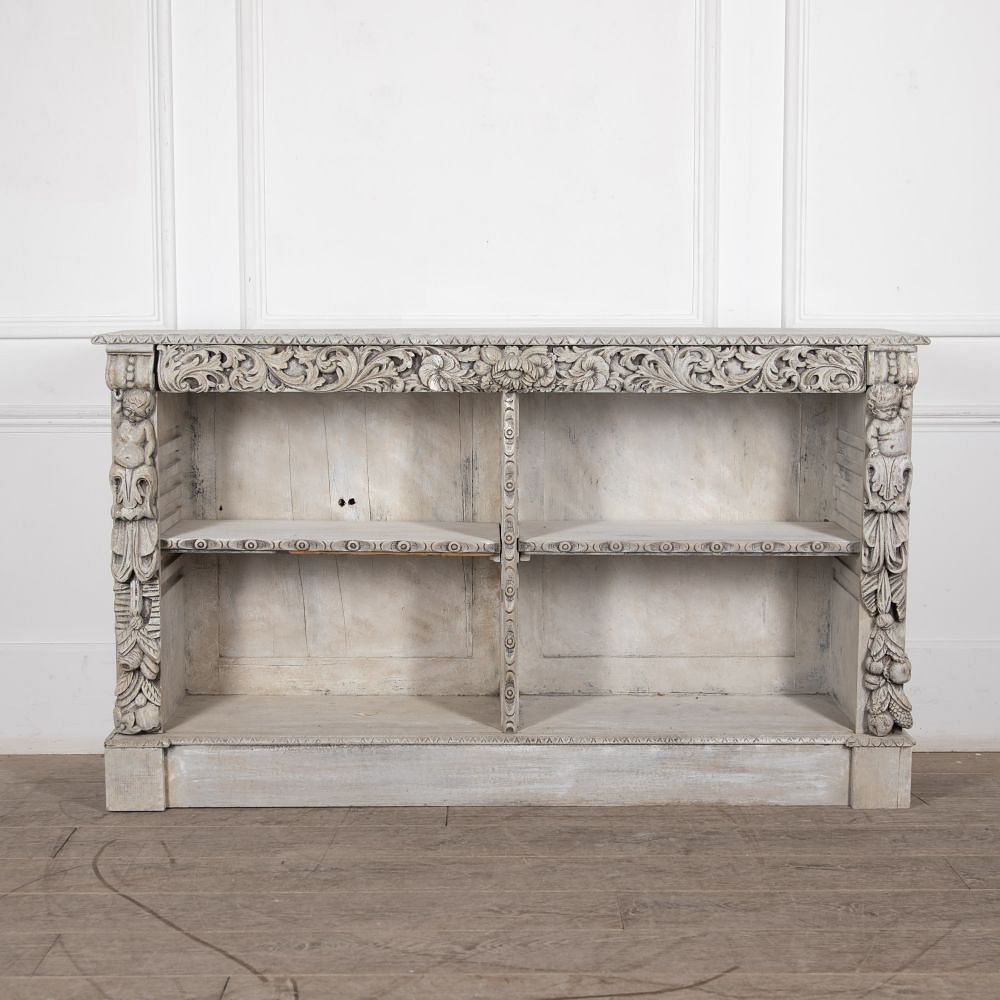 19th Century English Painted Carved Bookcase BK8426015