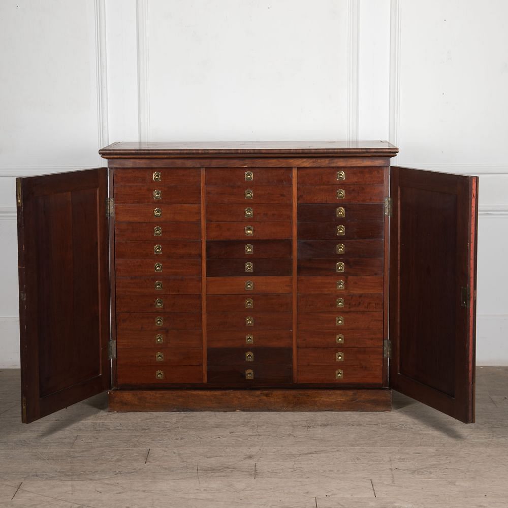 19th Century English Flame Mahogany Collectors Cabinet CC991764