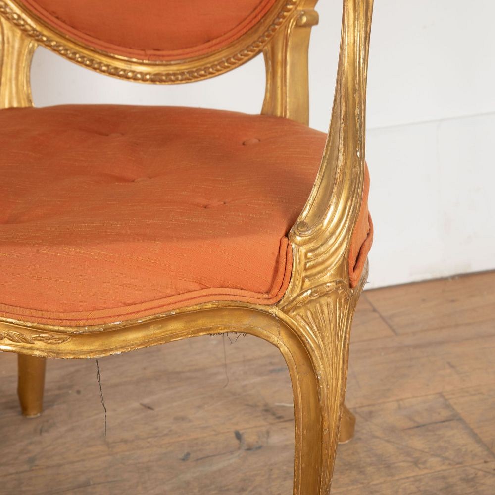 Pair of 18th Century George III Giltwood Open Armchairs CH0334142