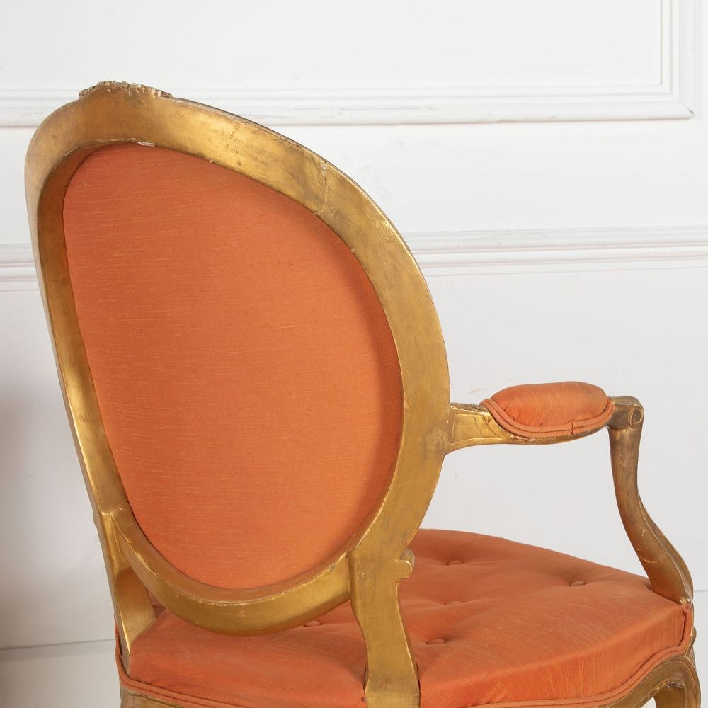 Pair of 18th Century George III Giltwood Open Armchairs CH0334142