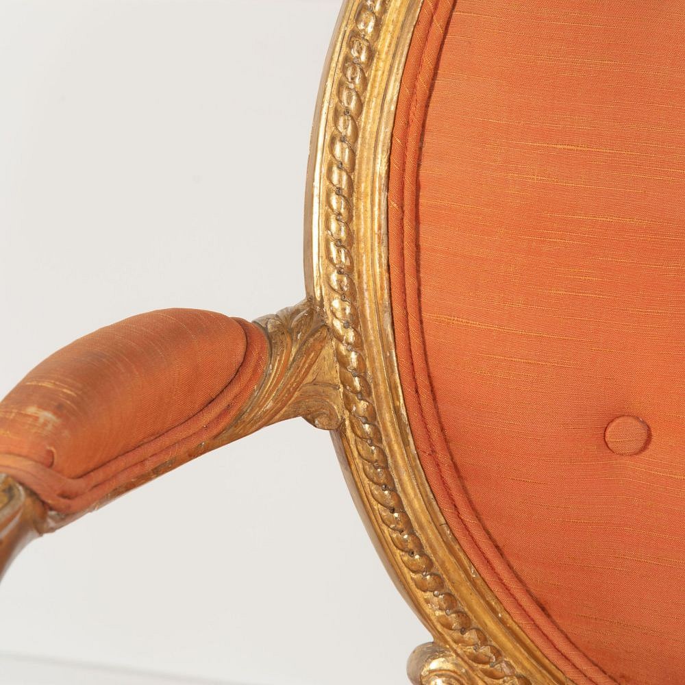 Pair of 18th Century George III Giltwood Open Armchairs CH0334142