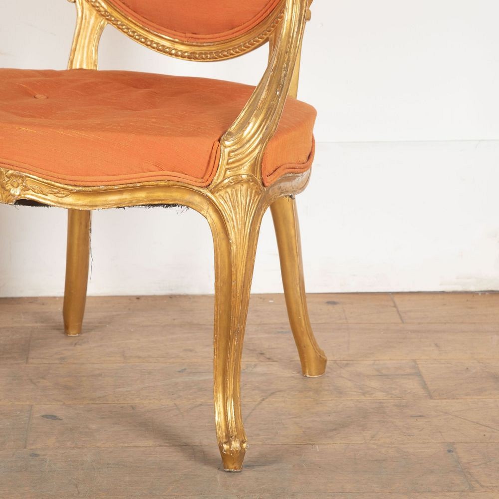 Pair of 18th Century George III Giltwood Open Armchairs CH0334142