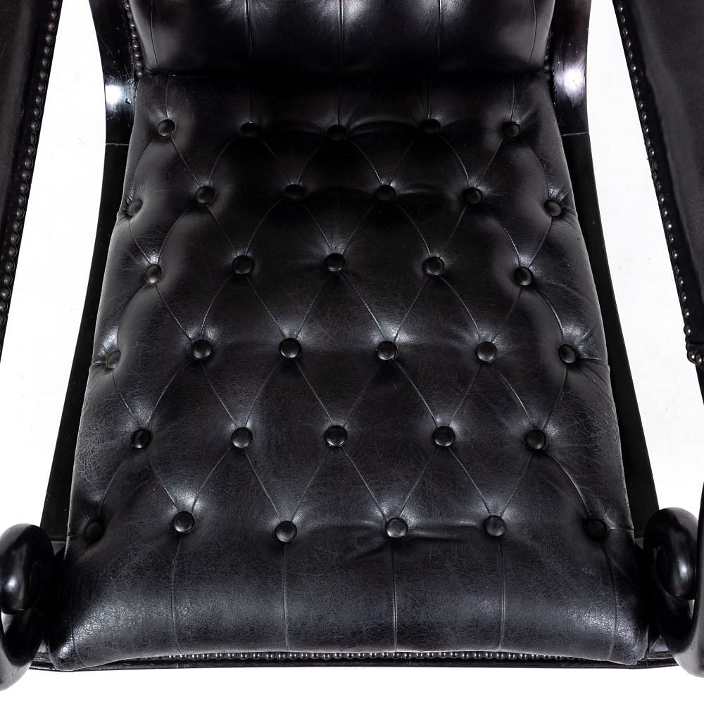 Mid 19th Century Ebonised and Leather Library Armchair CH0630642