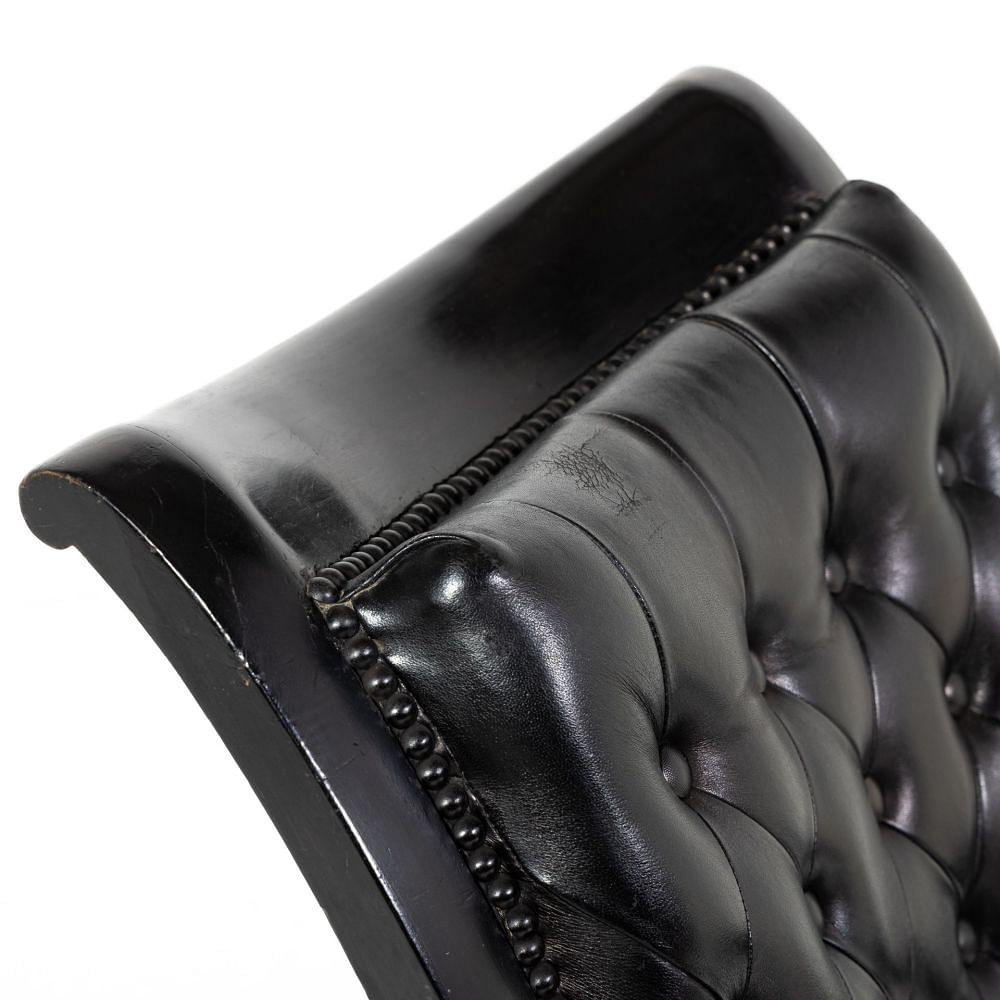 Mid 19th Century Ebonised and Leather Library Armchair CH0630642