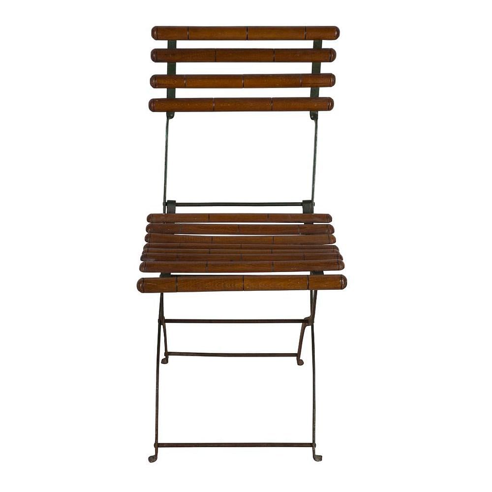 20th Century French Folding Iron and Faux Bamboo Café Chair CH1560636