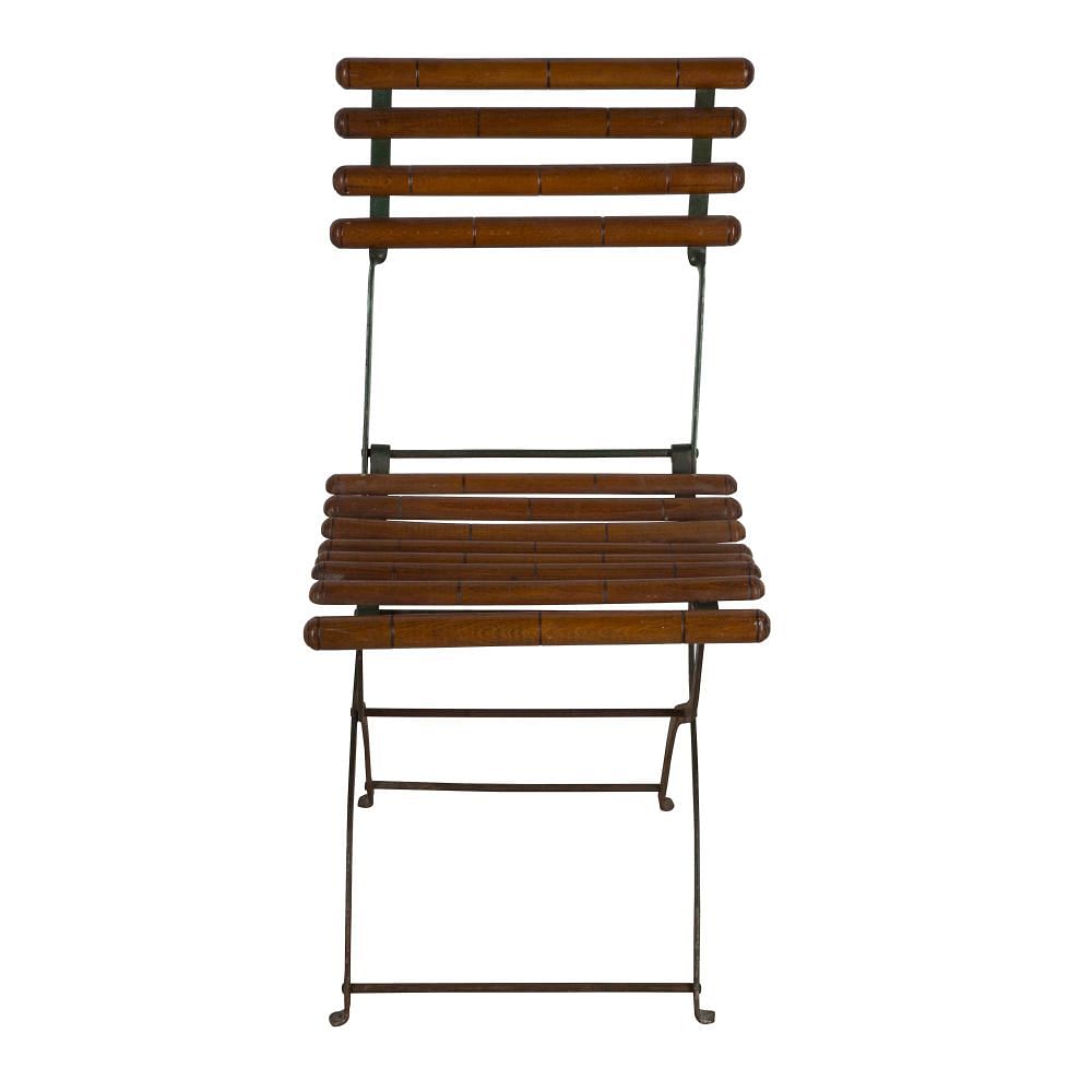20th Century French Folding Iron and Faux Bamboo Café Chair CH1560636