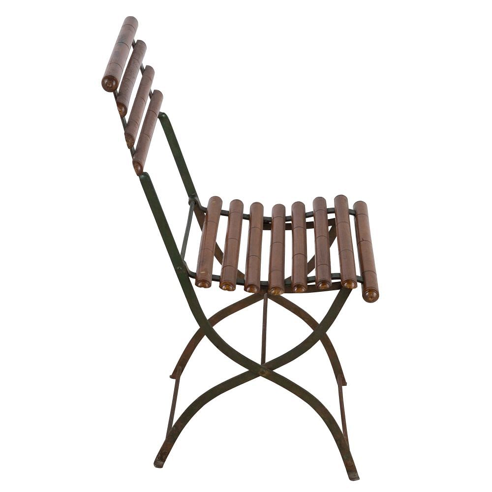 20th Century French Folding Iron and Faux Bamboo Café Chair CH1560636