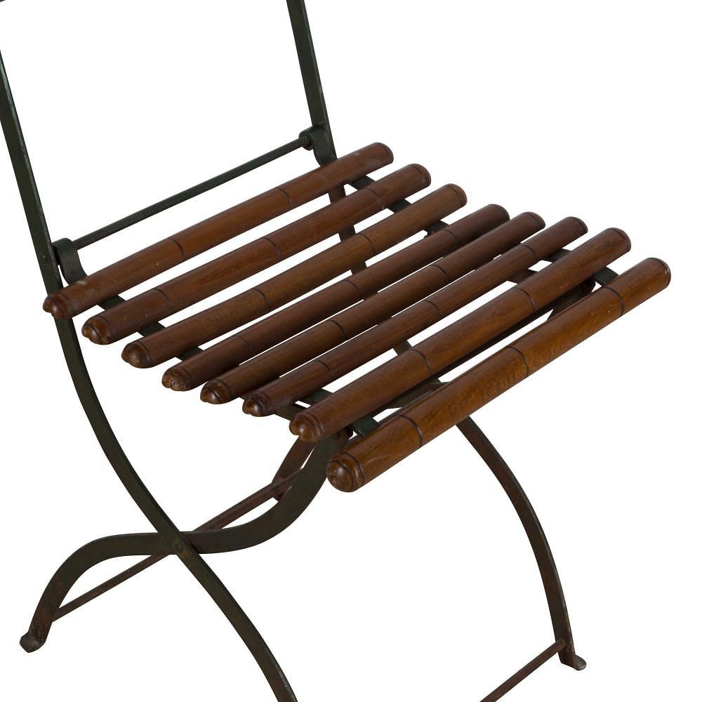20th Century French Folding Iron and Faux Bamboo Café Chair CH1560636