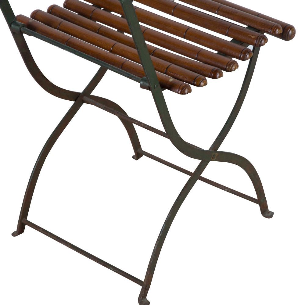 20th Century French Folding Iron and Faux Bamboo Café Chair CH1560636