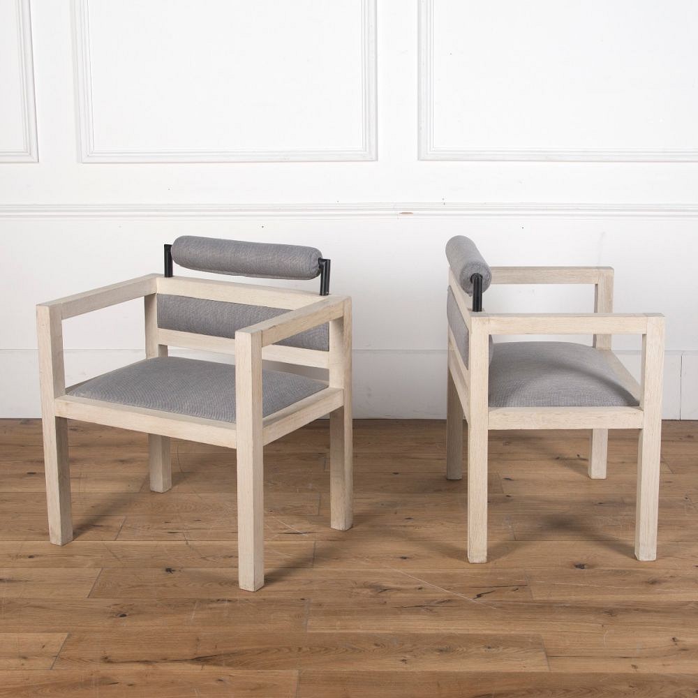 Pair of 1970s Bleached Oak Armchairs CH3610280