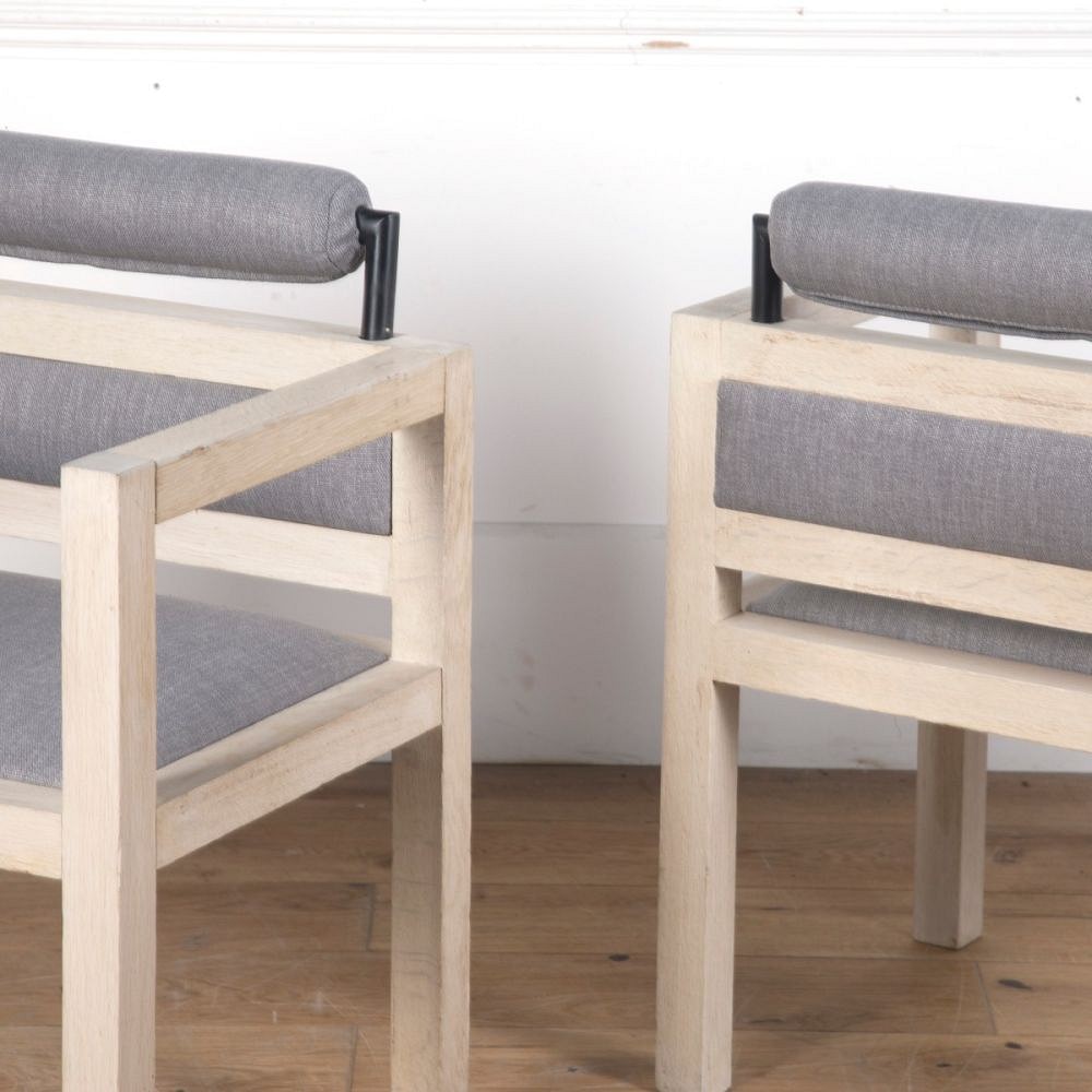 Pair of 1970s Bleached Oak Armchairs CH3610280