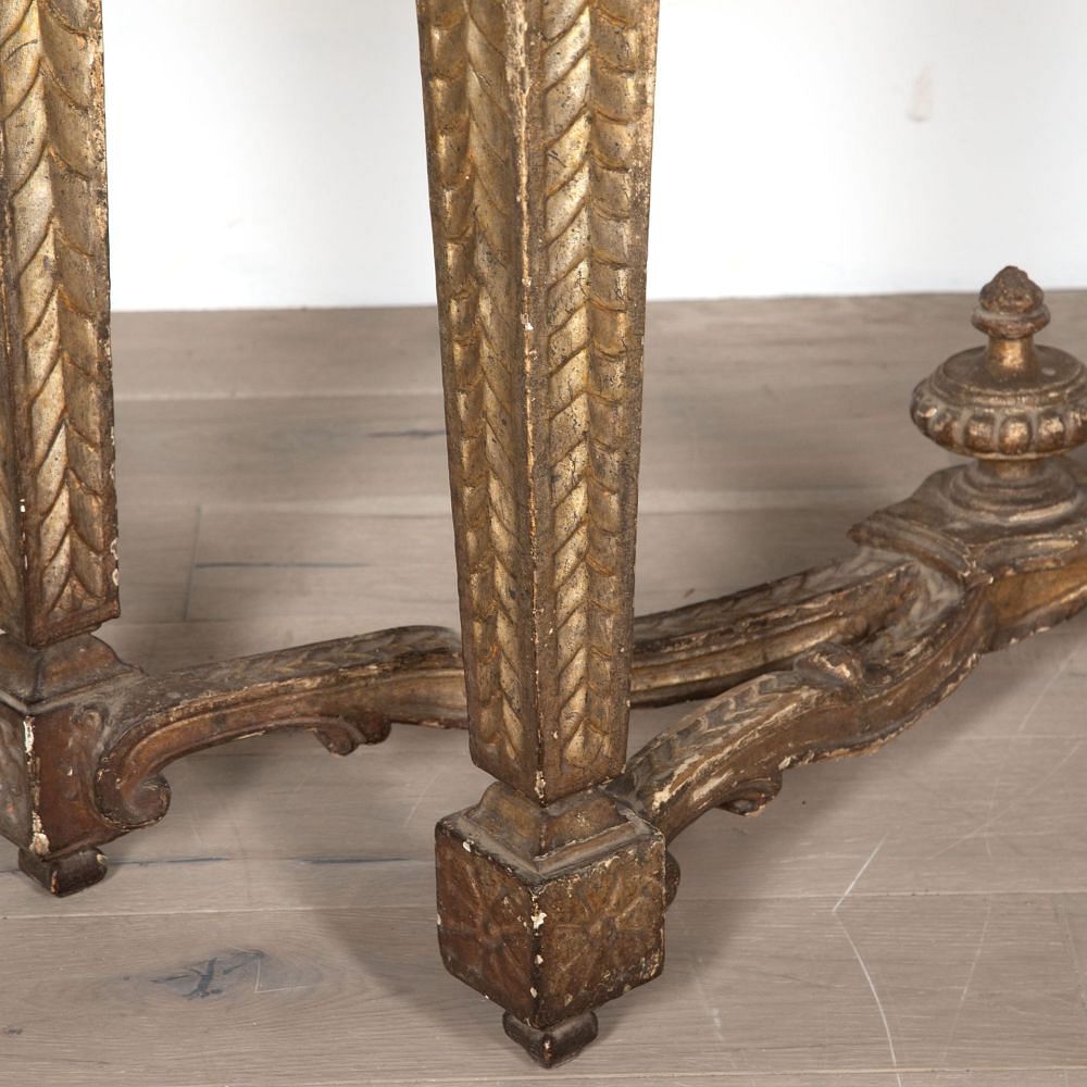 18th Century Italian Console from Lucca with Beautiful Grained Grey Marble Top CO2831854