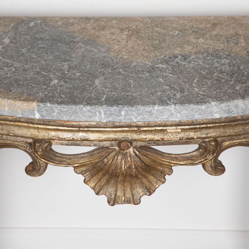18th Century Italian Console from Lucca with Beautiful Grained Grey Marble Top CO2831854