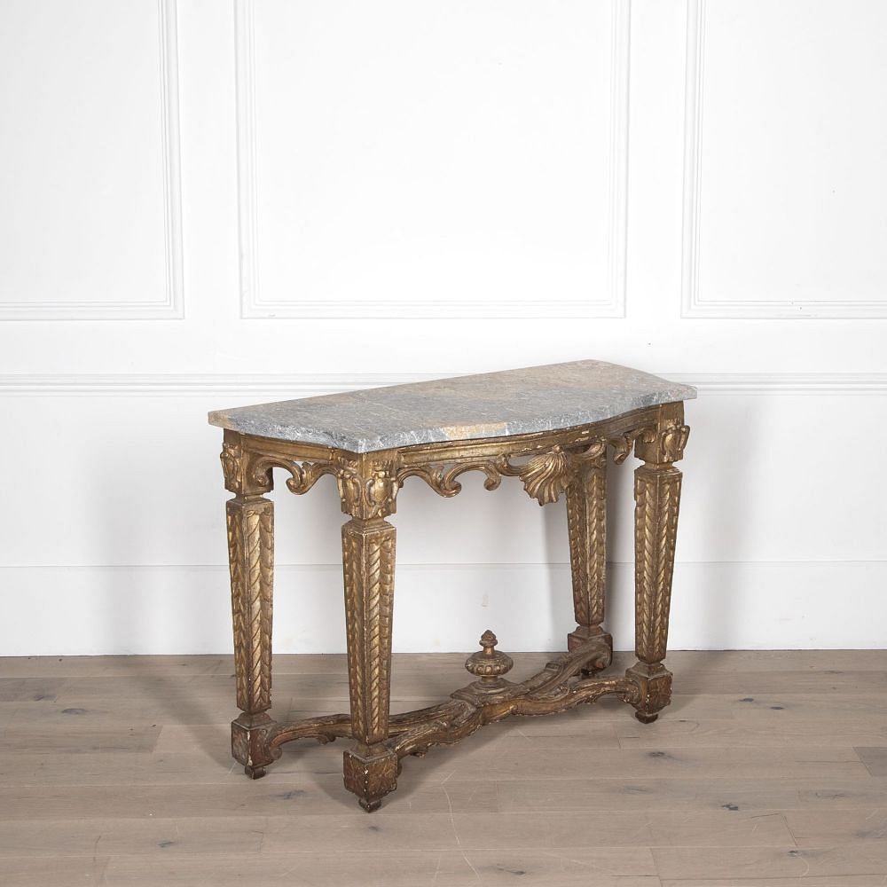 18th Century Italian Console from Lucca with Beautiful Grained Grey Marble Top CO2831854