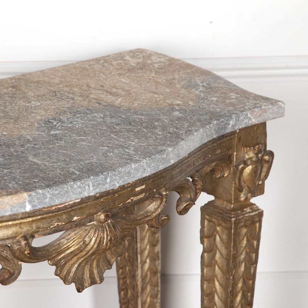 18th Century Italian Console from Lucca with Beautiful Grained Grey Marble Top CO2831854