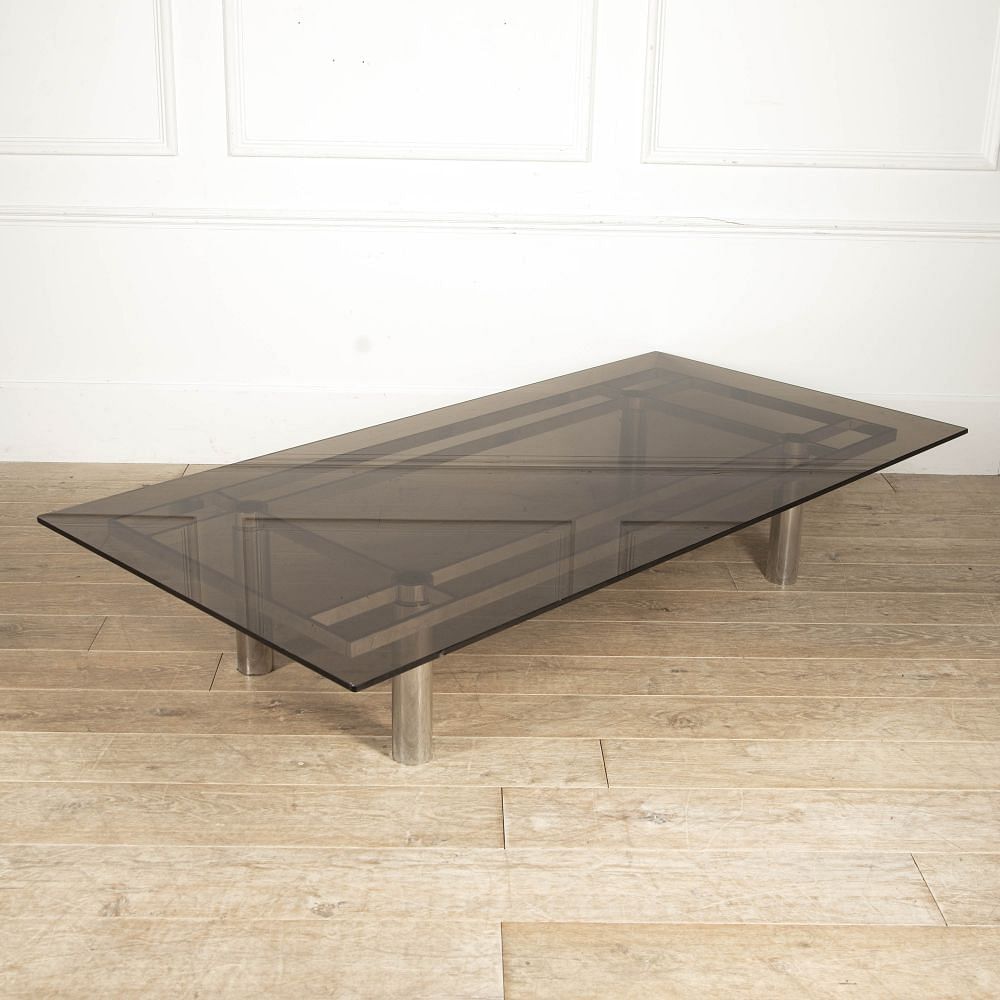 Large French 20th Century Chrome Coffee Table CT9218133