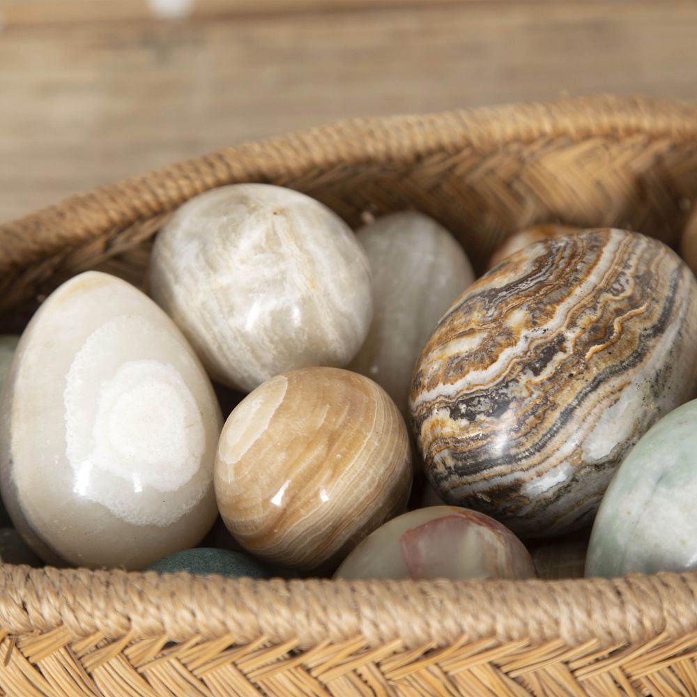 Straw Swan Basket and Collection of Decorative Eggs DA1527553