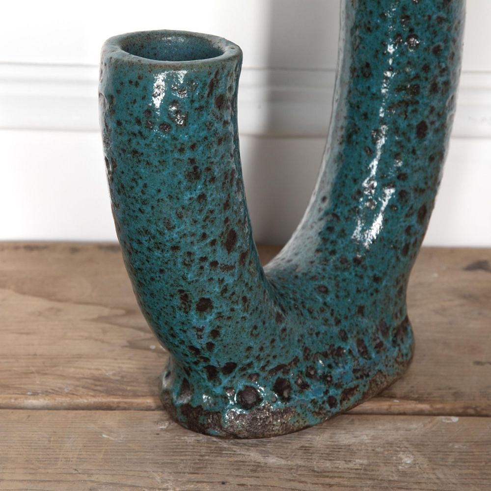 20th Century Double Spouted Green Ceramic Vase by Accolay DA2931712
