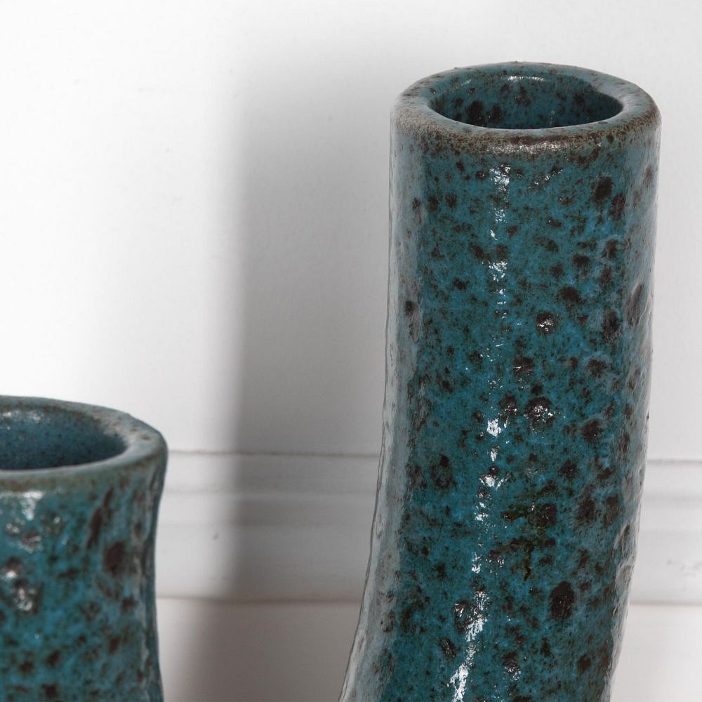 20th Century Double Spouted Green Ceramic Vase by Accolay DA2931712