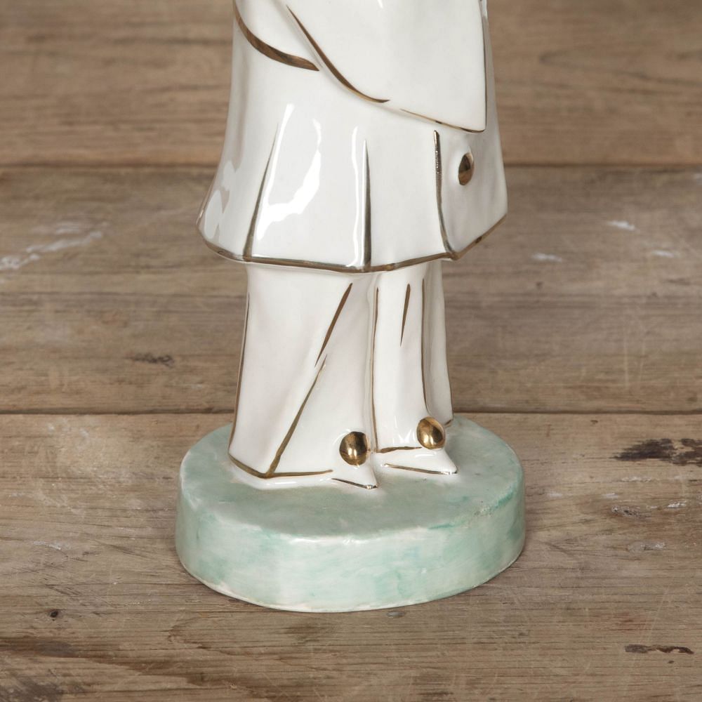 20th Century Limoges Porcelain Pierrot Musician in White and Gold by Edouard Marcel Sandoz DA2932710