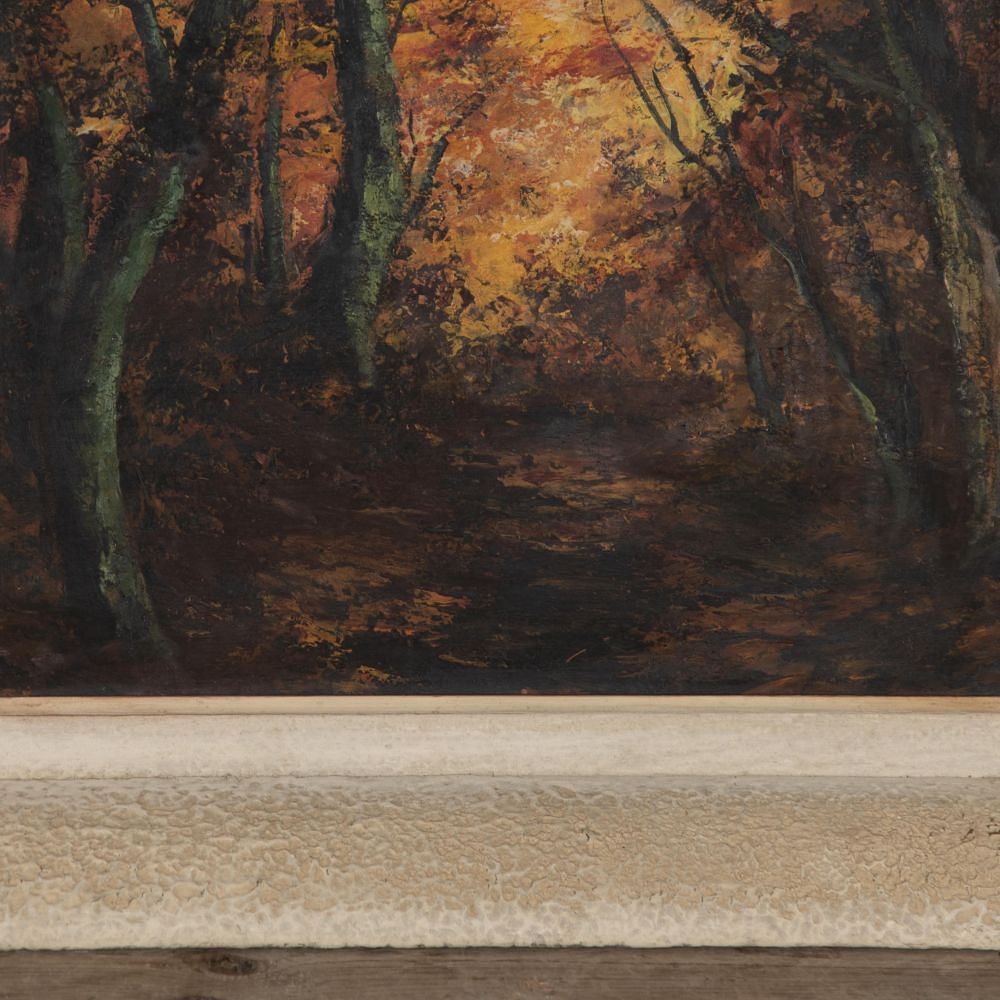 Mid-Century Oil on Board Painting “Autumn Forest” DA3029796