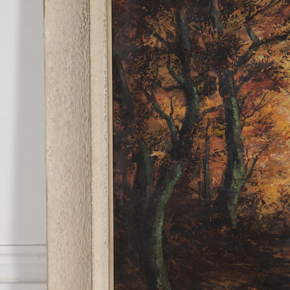 Mid-Century Oil on Board Painting “Autumn Forest” DA3029796