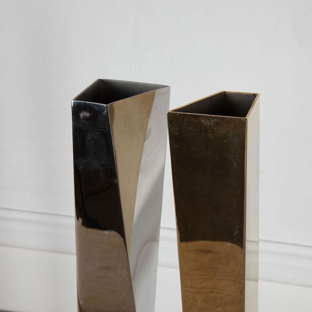 Pair of Chrome and Brass Vases DA3034060