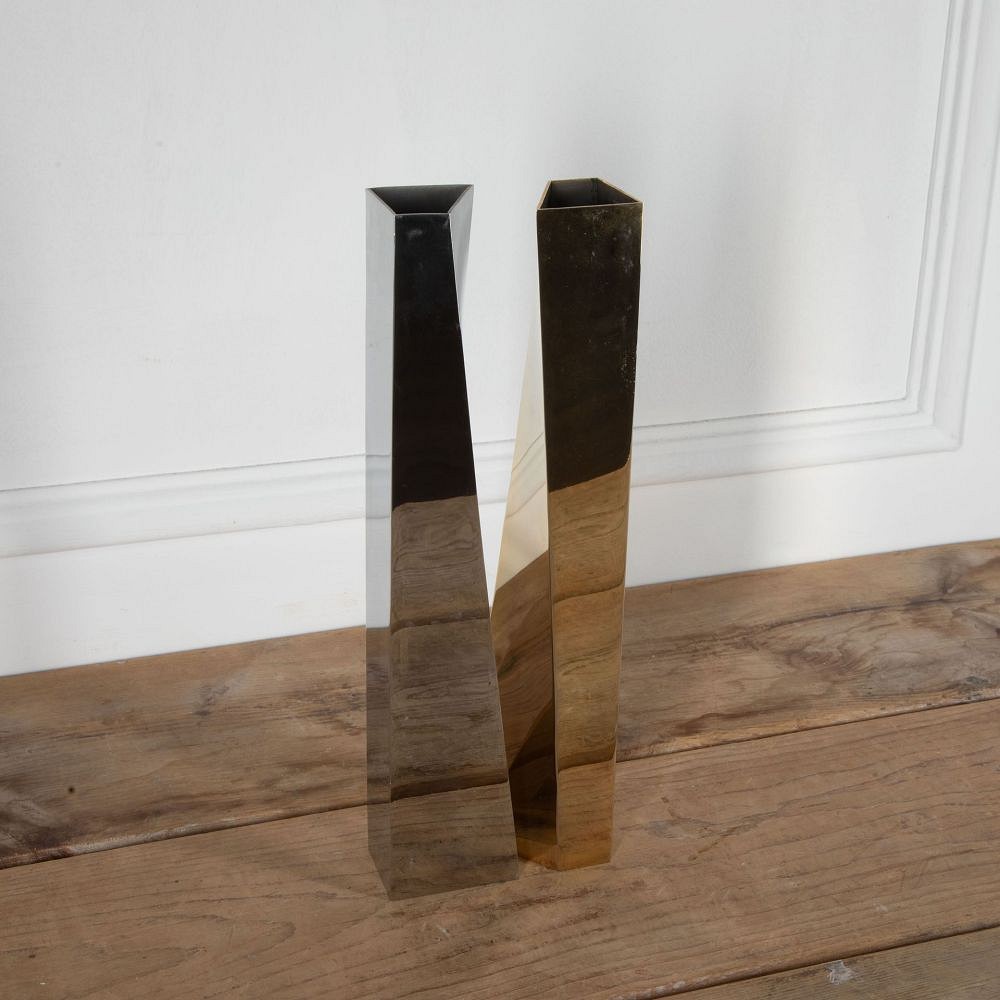 Pair of Chrome and Brass Vases DA3034060
