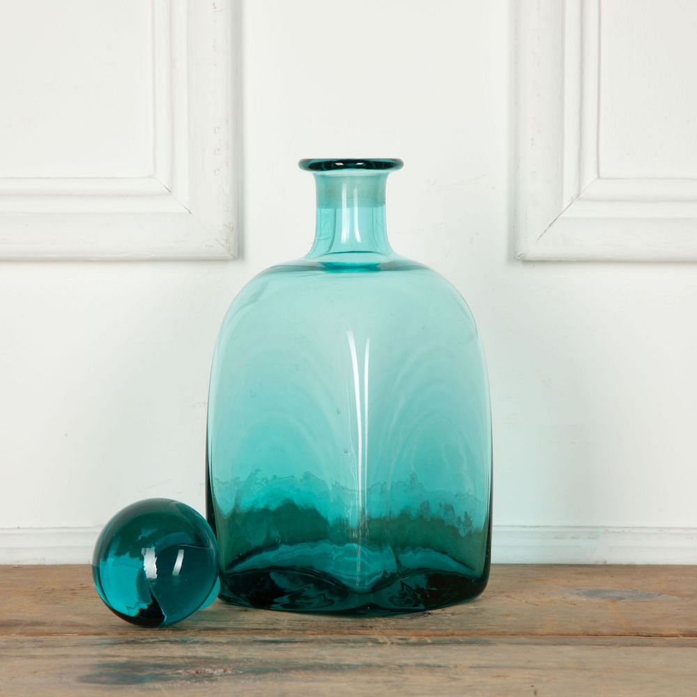 Turquoise Glass Decanter By Frank Thrower For Dartington DA5833852
